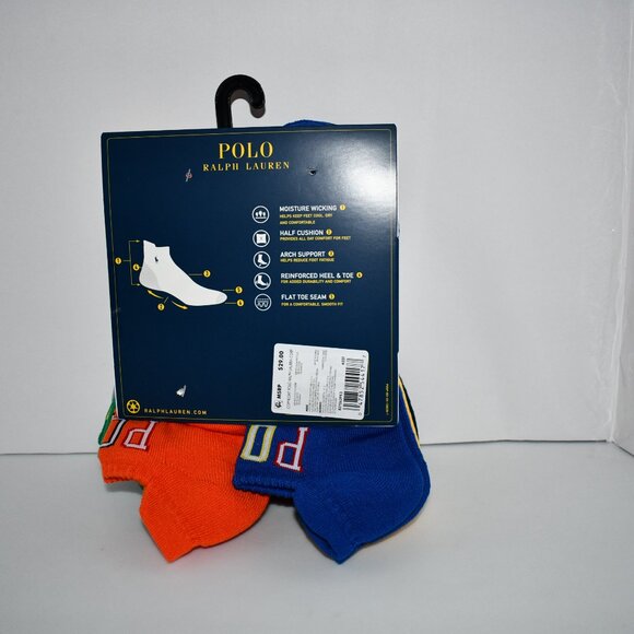 Polo Ralph Lauren Polo Outlined Low-Cut Socks 6-Pack #827562PK3 NWT - Picture 2 of 3